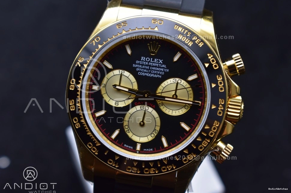 (Weighted) Oysterflex Sophisticated Edition Daytona on QF 126518 YG V6 Black Strap Best 807 Dial SH4131 1:1 1108